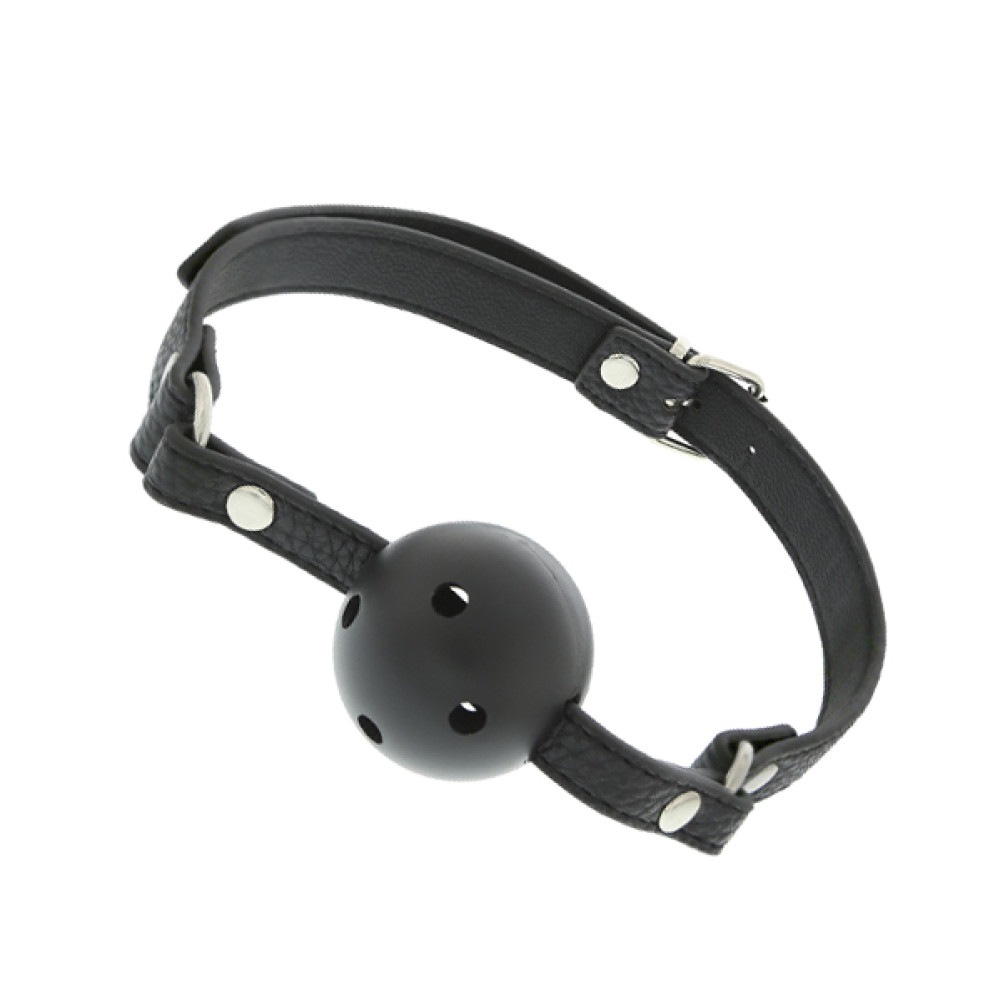 Кляп із пластику на ремінці зі шкірозамінника, чорний BLAZE (37518), zoom