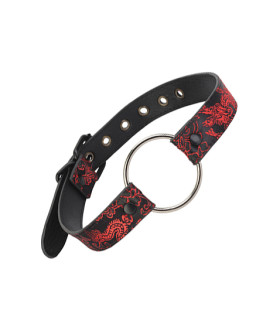 Кляп-кільце метал, на ремінці з вишивкою BLAZE - No Taboo