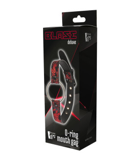 Кляп-кільце метал, на ремінці з вишивкою BLAZE - No Taboo