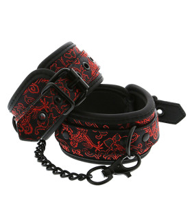 Поножи из неопрена черные с красной вышивкой, BLAZE DELUXE - No Taboo