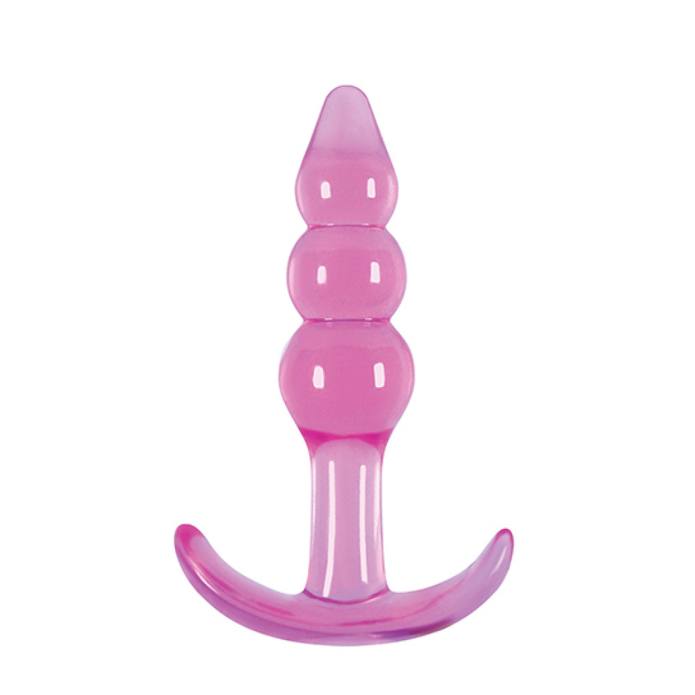 Анальная пробка маленькая, гелевая, розовая, 7,6х3,2 см (37588), zoom