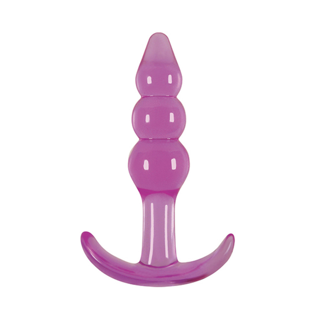 Анальная пробка маленькая, гелевая, фиолетовая, 7,6х3,2 см (37587), zoom