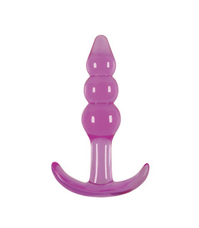 Анальная пробка маленькая, гелевая, фиолетовая, 7,6х3,2 см - No Taboo