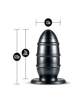Велика анальна пробка з реберцями, чорна, 21х9 см - No Taboo