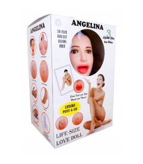 Кукла надувная Angelina 3D с руками, ногами и вставкой из киберкожи и вибростимуляцией - No Taboo
