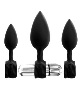Набор анальных пробок 3шт, с вибропулей Bathmate Vibe силикон - No Taboo