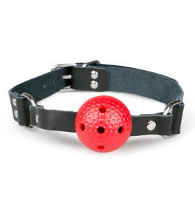 Кляп-кулька пластиковий з отворами, червоний - No Taboo