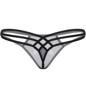 Сексуальні стрінги з сіточки з декоративними гумками, чорні, розмір M / L - No Taboo