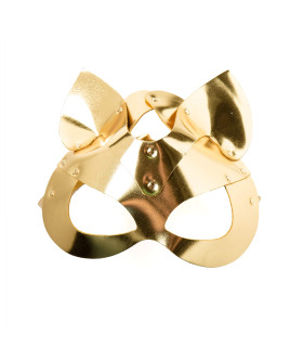 Маска-Кошка кожаная, Голландия золотая глянцевая - No Taboo