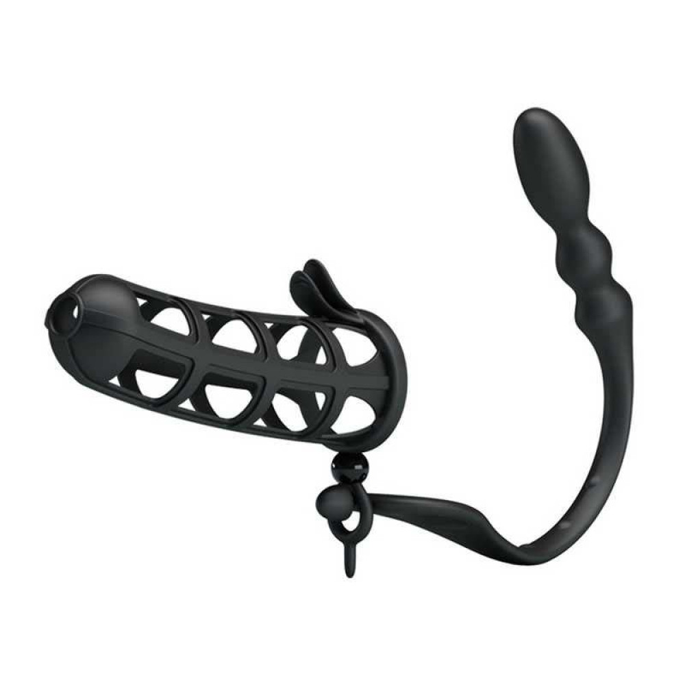 Насадка на член із закритою головкою і анальним плагом (36821), zoom