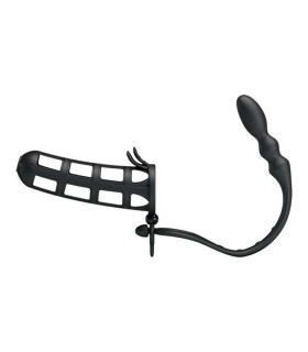 Насадка на член із закритою головкою і анальним плагом - No Taboo