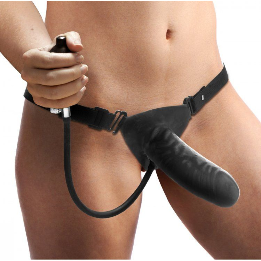 Страпон з накачуванням з латексу, чорний, Expander Inflatable Strap On (39175), zoom