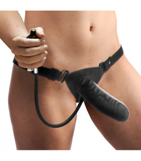 Страпон с накачкой из латекса, черный, Expander Inflatable Strap On - No Taboo