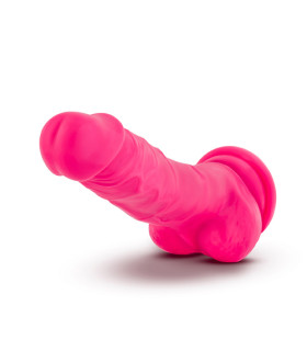 Фалоімітатор з мошонкою, на присоску, яскраво-рожевий, 19 см - No Taboo