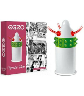 Насадка на пенис одноразовая EGZO с усиками и шариками, из латекса - No Taboo