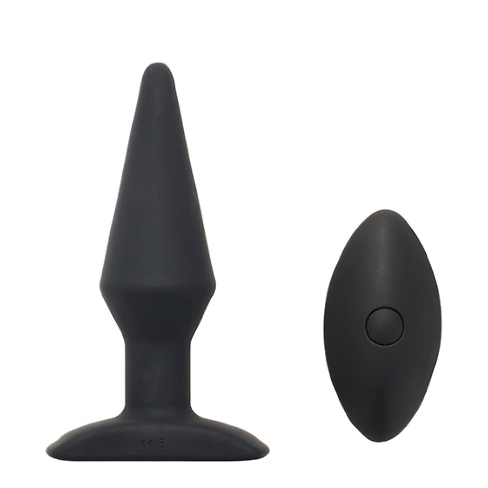 Анальна пробка Dream Toys з вібрацією і пультом, чорна (38446), zoom