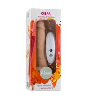 Реалистичный вибратор Alive Cesar с ротацией и пультом, бежевый, 18 х 3.8 см - No Taboo