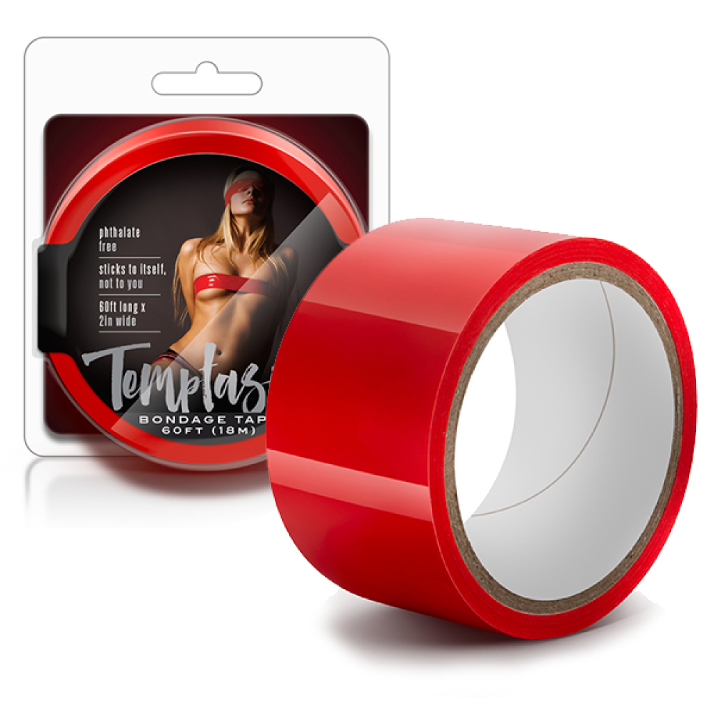 Стрічка бондажна статична, PVC, Червона, 18 метрів (34017), zoom