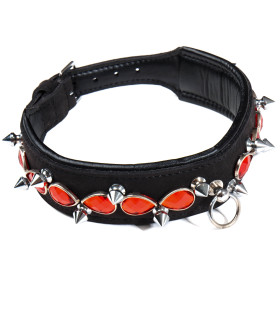 Ошейник черный с шипами и камням Голландия ручная работа - No Taboo