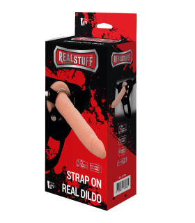 Страпон на трусиках Dreamtoys RealStuff з двома кільцями, чорно-бежевий, 20 х 4 см - No Taboo