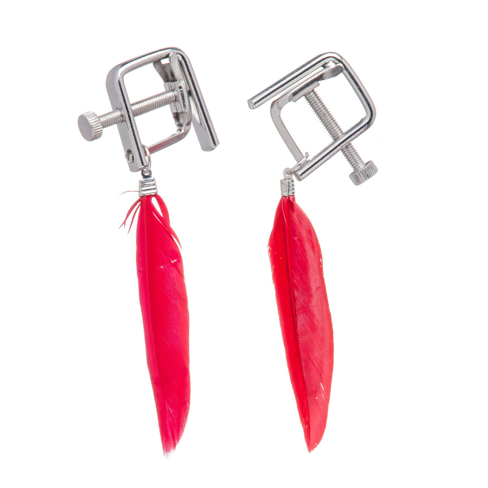 Зажимы на соски квадратные, с красными перьями (38435), zoom