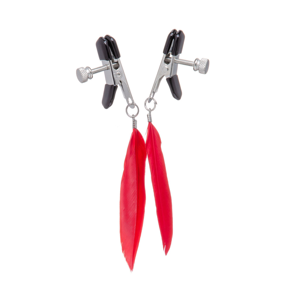 Зажимы на соски плоские, с красными перьями (38431), zoom