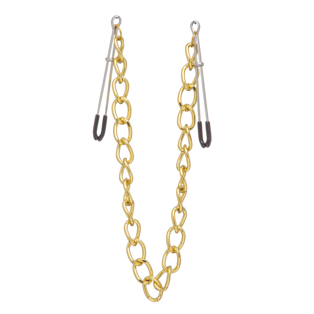 Зажимы-пинцеты на соски с золотой цепочкой 29 см (38428), zoom