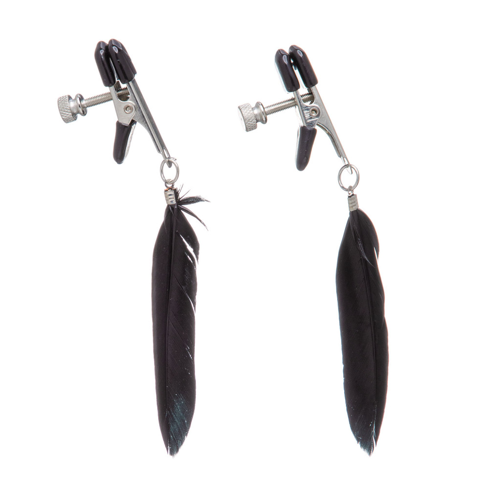 Затискачі на соски плоскі, з чорним пір'ям (38432), zoom