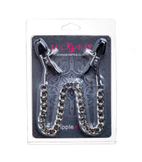 Зажимы на соски с тяжелой цепочкой, металл, Nipple play - No Taboo