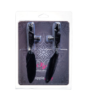 Зажимы-прищепки на соски с черными перьями - No Taboo