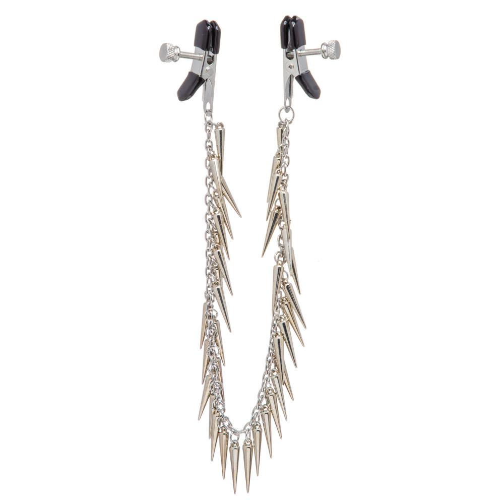 Зажимы на соски плоские с цепочкой с шипами Nipple play (38447), zoom