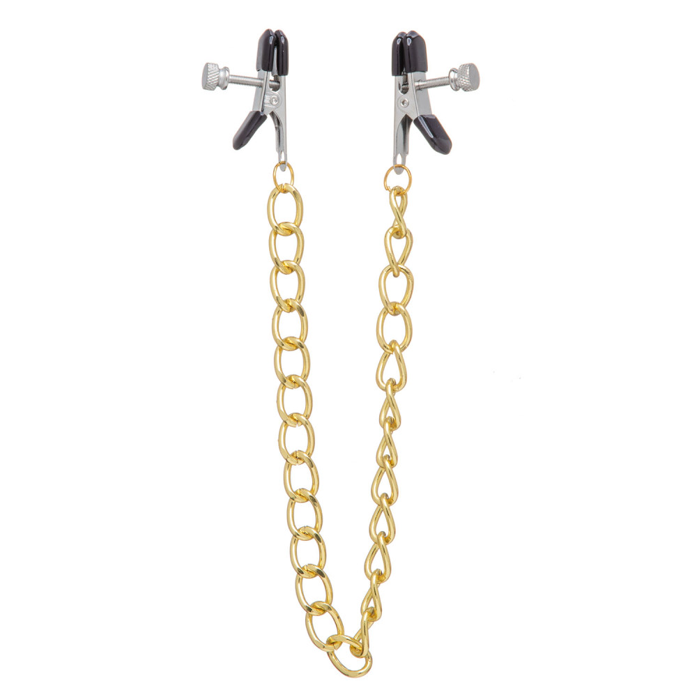 Зажимы на соски плоские с золотой цепочкой 29 см, Nipple play (38458), zoom