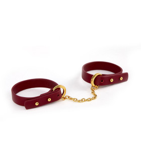 Браслет-наручники итальянская кожа, красный, UPKO - No Taboo