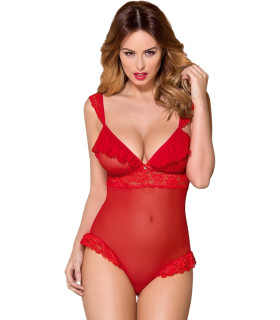 Эротическое боди полупрозрачное с кружевом и в области бюста teddy L/XL - No Taboo