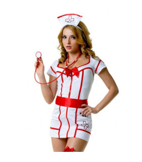 Костюм медсестры белый халат на молнии M/L - No Taboo