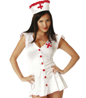 Костюм медсестры белый халат с красными пуговицами L/XL - No Taboo