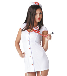 Костюм медсестры короткий халат белый S/M - No Taboo