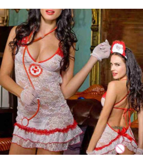 Костюм медсестры кружевной, 6 предметов (One size) - No Taboo