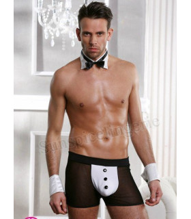 Костюм официанта Sunspice боксеры, манжеты и воротничок, черно-белый, One Size - No Taboo