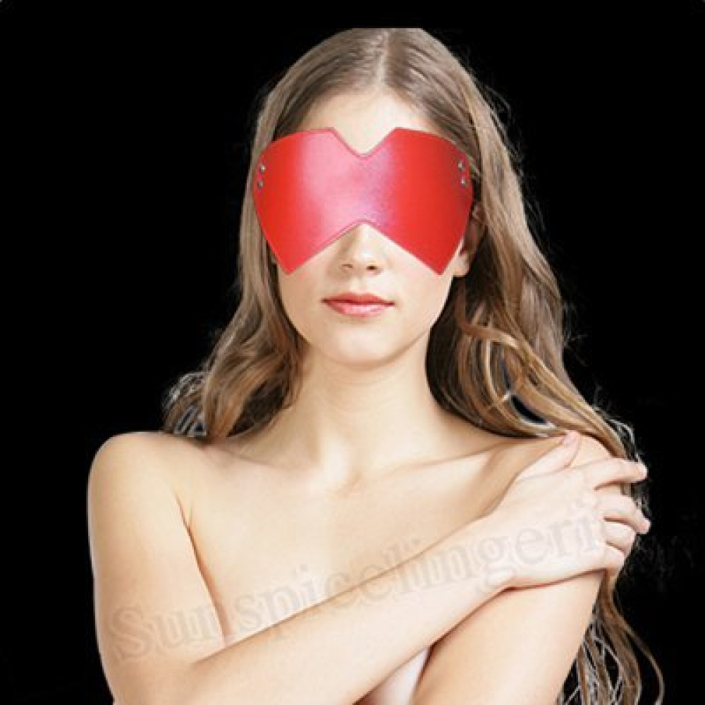 Маска кожзам глуха Червона (24232), zoom