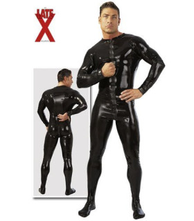 Черный латексный мужской костюм на молнии - No Taboo