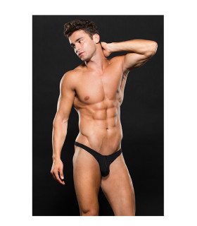 Эротические мужские cтринги с молнией спереди MICROFIBER LOWRISE ZIP THONG BLACK, L/XL - No Taboo