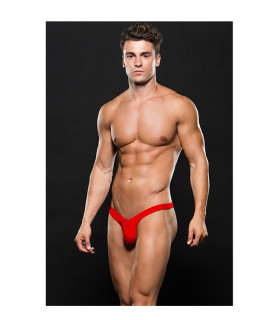 Мужские cтринги с молнией спереди MICROFIBER LOWRISE ZIP THONG RED, (One size) - No Taboo