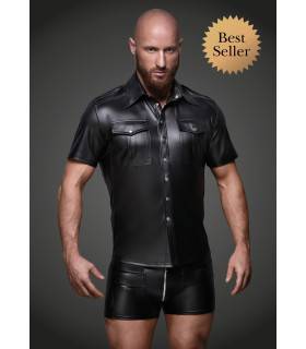 Рубашка на заклепках, виниловая, Noir Handmade, размер M - No Taboo