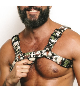 Эротическая сбруя кожаная камуфляжная, мужская - No Taboo