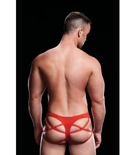 Сексуальні чоловічі стрінги з ремінцями, чоловічі LOW-RISE THONG-RED, L / XL - No Taboo