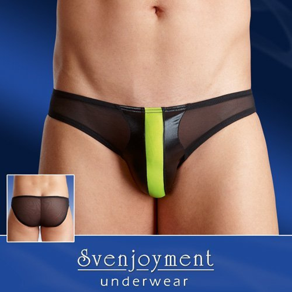 Труси чорні з салатовою і спандекс вставкою, XL (20254), zoom