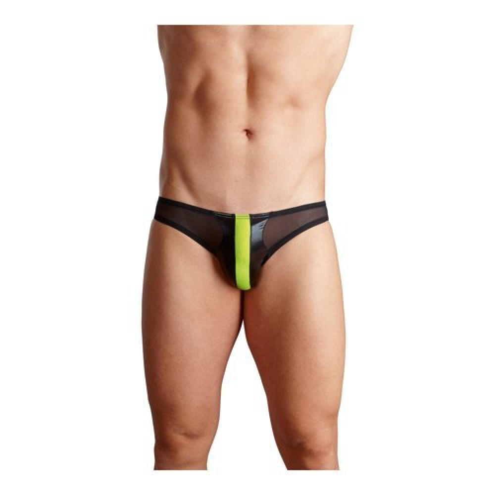 Эротические трусы черные с салатовой спандекс вставкой (20253), zoom