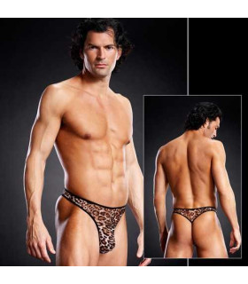 Трусы леопардовые мелкая сетка Blue G-string - No Taboo