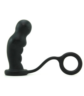 Анальний плаг з ерекційним кільцем чорного кольору - No Taboo